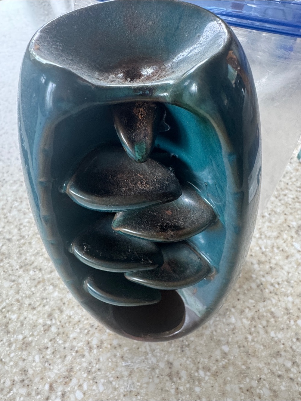 Ceramic Teal Cascading incent Burner